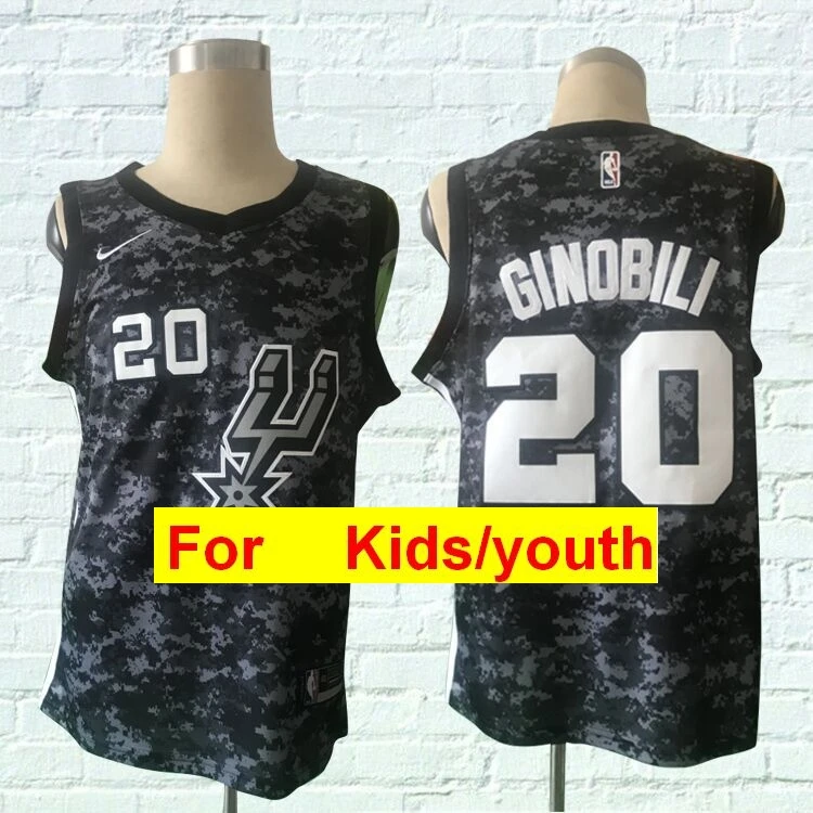 Зеленый San Antonio DeRozan lamarcos Aldridge Pau Gasol Rudy Gay Tony Parker kidsu Ginobili Tim Duncan Молодежные баскетбольные майки для детей - Цвет: Зеленый