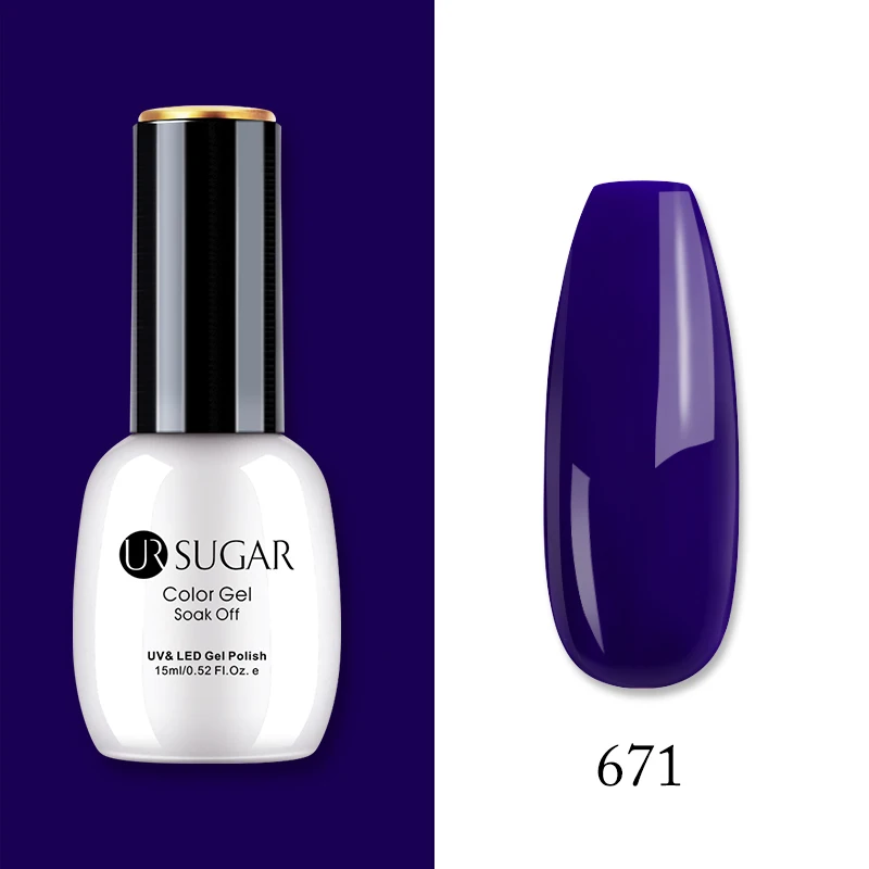 671 Ur Sugar, 15 мл, Цветной Гель-лак, гибридный лак для ногтей, для маникюра, УФ-светодиодный Полупостоянный гель для ногтей, впитывающий Гель-лак, базовое верхнее покрытие - Цвет: 671
