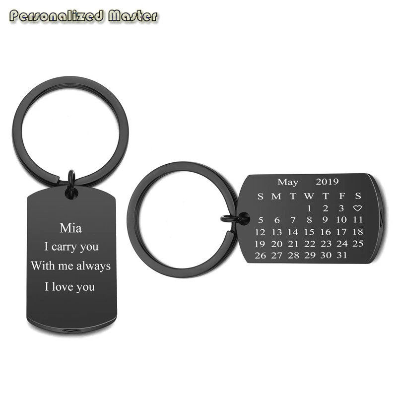 Zysta Personalized Calendar Dog Tag Urn Keychain for Men Women Engraved Message Army Creamation Ashe Holder Customized Text Memorial Pet Keychains Military Keepsake Gift Silver 