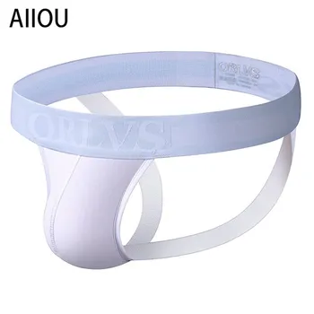 

AIIOU Mens Thongs and G Strings Gay Men Underpants Men Cotton Jockstrap Underwear Bikini Buttocks Hollow Thong Sissy Underwear