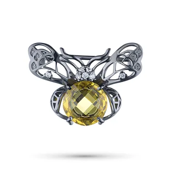 

Brooch made of silver with citrine and cubic zirconia 700133-007-0029