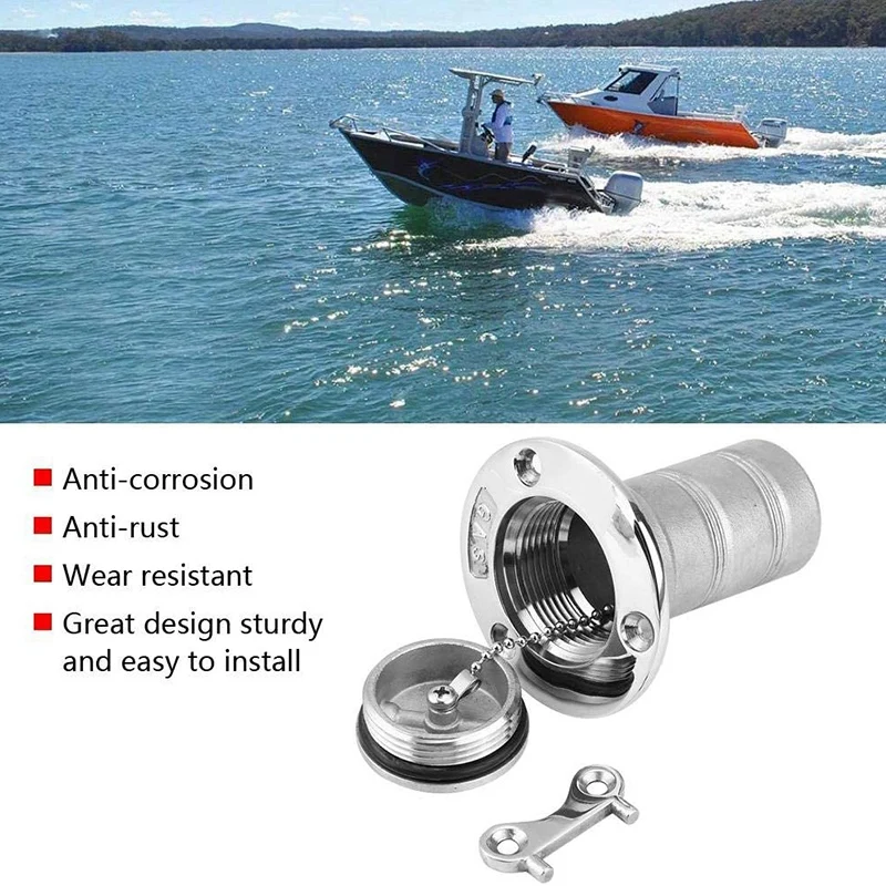 Marine Boat Deck Fuel Filler with Key Cap 38mm 1.5 in 316 Stainless