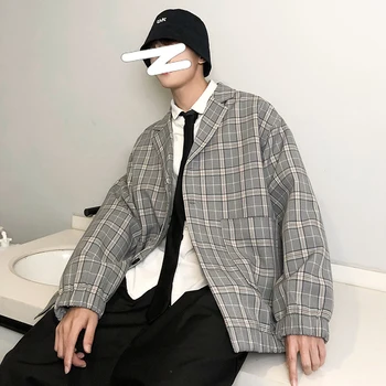 

The Main Section Push Leisure Time Student Loose Classic Lattice Tide Male Small Suit Will Goods Already Come A071-x02-p80