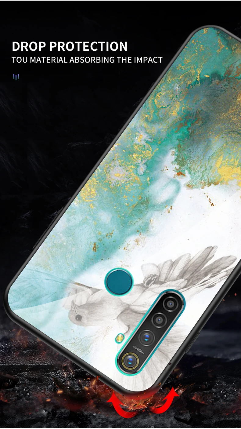 Для Oppo Realme 5 Pro 5Pro чехол мраморный глянцевый закаленное стекло Мягкий Силиконовый противоударный жесткий чехол для телефона для Oppo Realme Q чехол