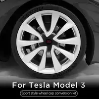 4pcs/set Black and White Wheel Hub Cover for Tesla Model 3 Modified Carbon Fiber Wheel Hub Protective Caps