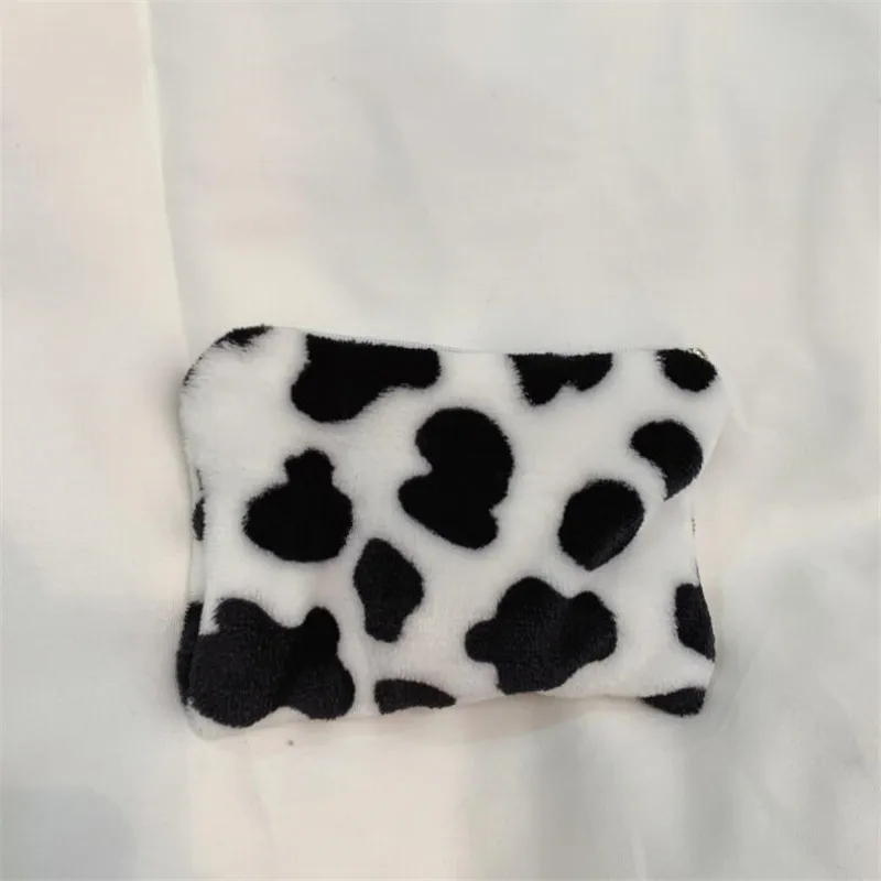 Cow Pattern Plush Coin Purse Wallet Card Holder for Women Girls