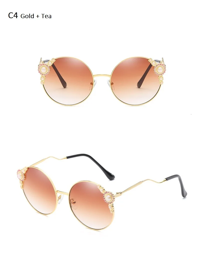 Круглые Солнцезащитные очки без оправы, Женские винтажные солнцезащитные очки со стразами, женские брендовые дизайнерские зеркальные линзы, очки lunette de soleil