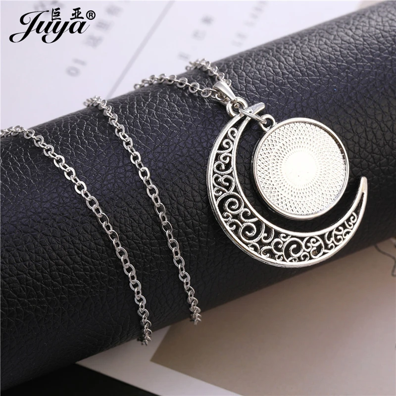 JUYA 5pcs/lot 20mm Inner Size 45+5cm Metal Chain Length Ancient Silver Necklace Pendant For Women Jewelry DIY Making Accessories