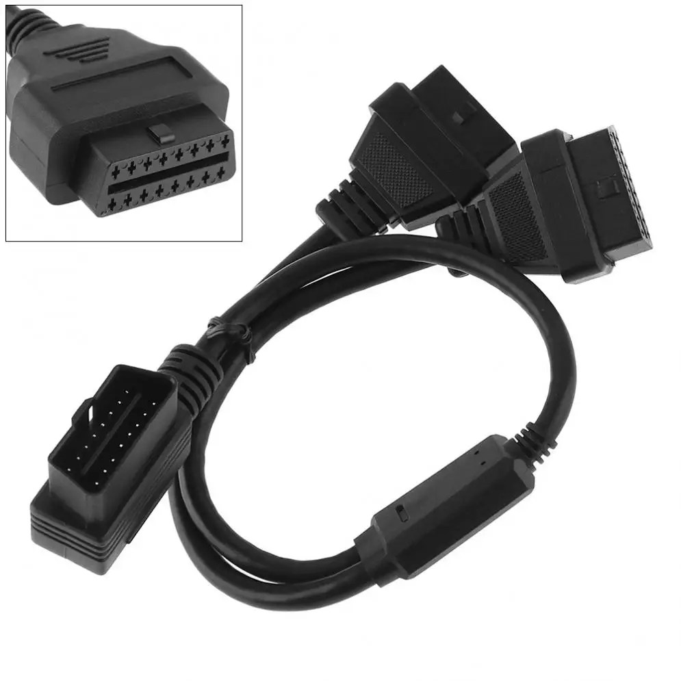 Один перетащите два OBD II 90 градусов L Тип 16 Pin папа 2 контактный разъем кабель с 37 см
