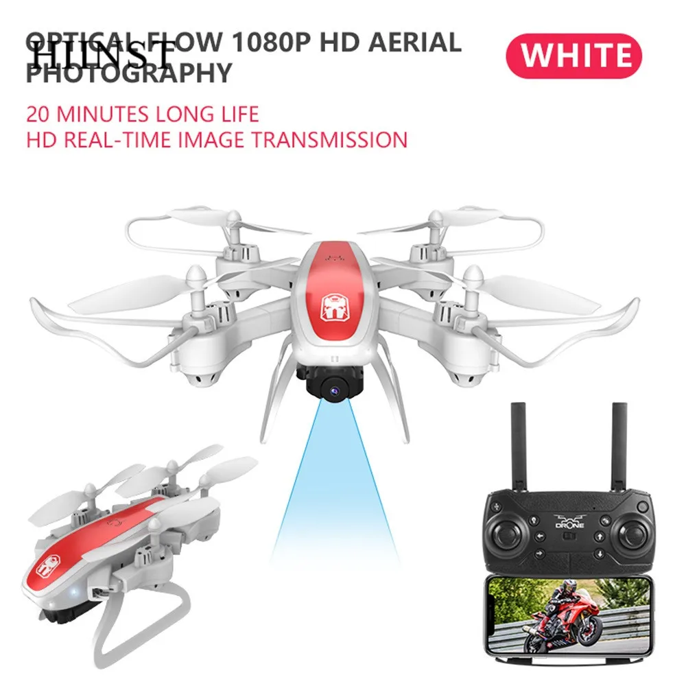Hiinst 2,4G мини Радиоуправляемый Дрон 1080 HD камера WiFi FPV складной Дрон оптический поток RC Квадрокоптеры длительный срок службы пульт дистанционного управления вертолет