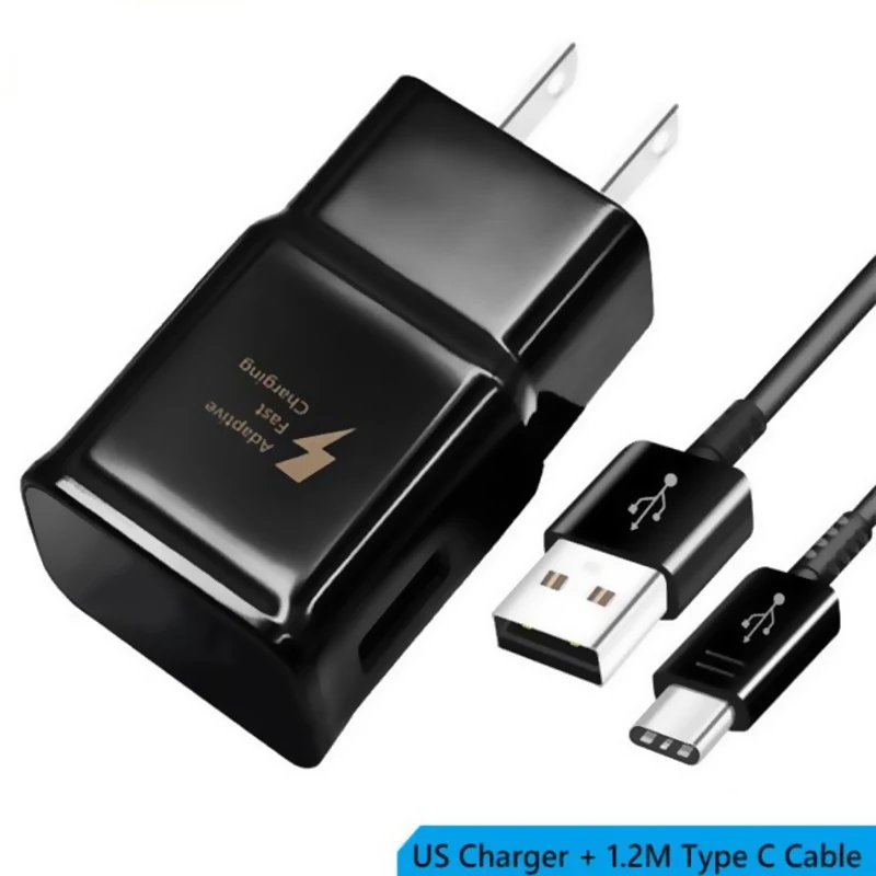 USB C для samsung S8 S9 plus Оригинальное быстрое зарядное устройство 1,2 м usb type C Kabel дорожный адаптер ЕС/США Note8 S9 S8 C5 c7 C9 pro устройства - Тип штекера: US Charger And Cable