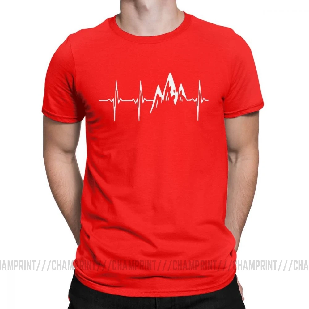 Маунтин в моем сердцебиении футболка для мужчин для пеших прогулок футболка для альпинизма Забавные футболки с графикой Crewneck хлопковая одежда подарок - Цвет: Красный