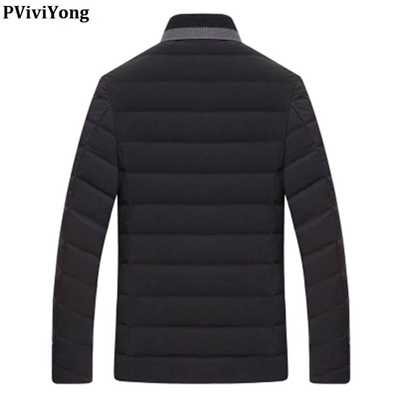 PViviYong,, зимняя высококачественная мужская куртка-пуховик на 80% белом утином пуху, воротник-стойка, короткое приталенное пальто для мужчин, 1712