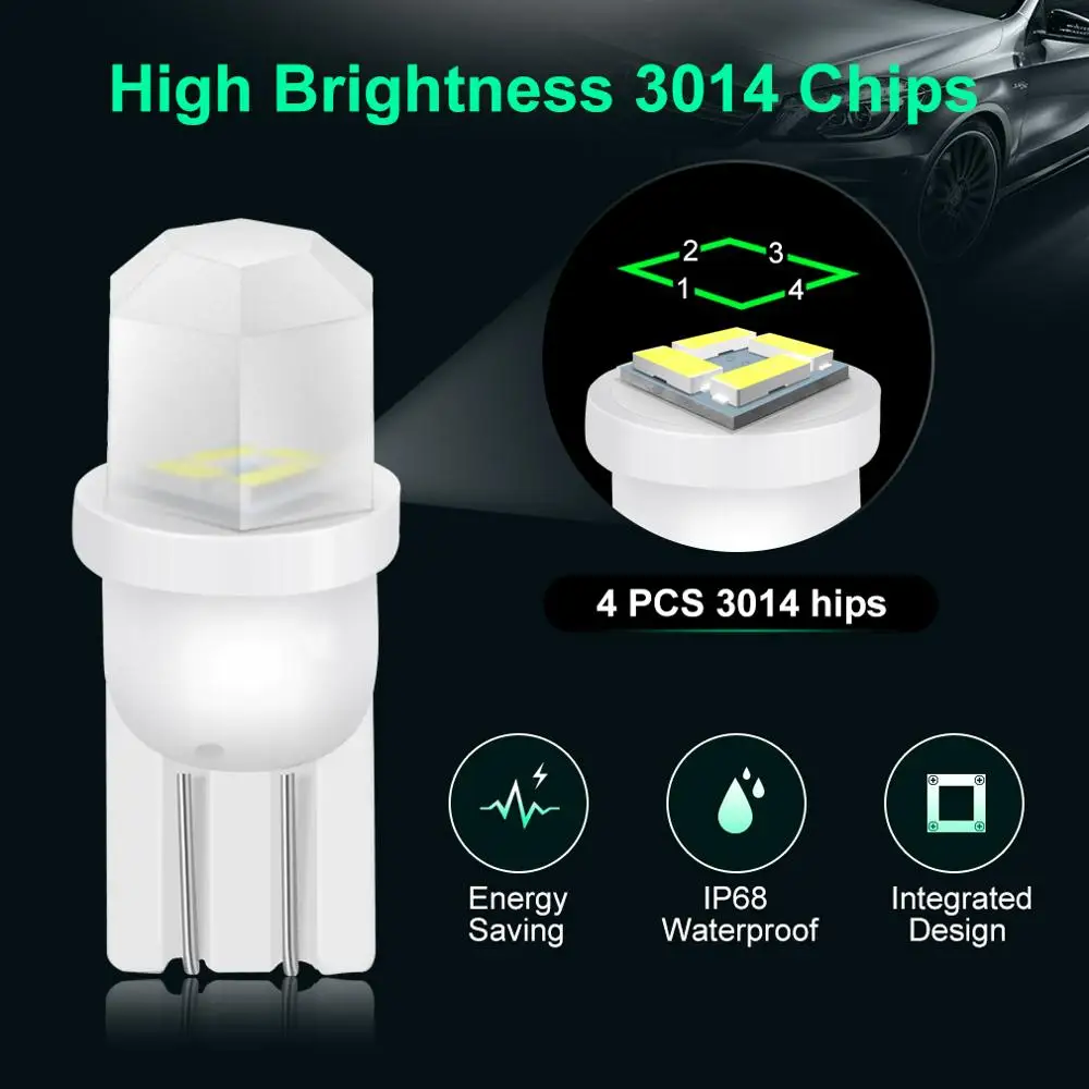 10Pcs  T10 W5W LED  194 168 Led Canbus 4SMD 3030 ڵ ׸   ̵ Ŀ Ŭ ڵ  12V ȭƮ