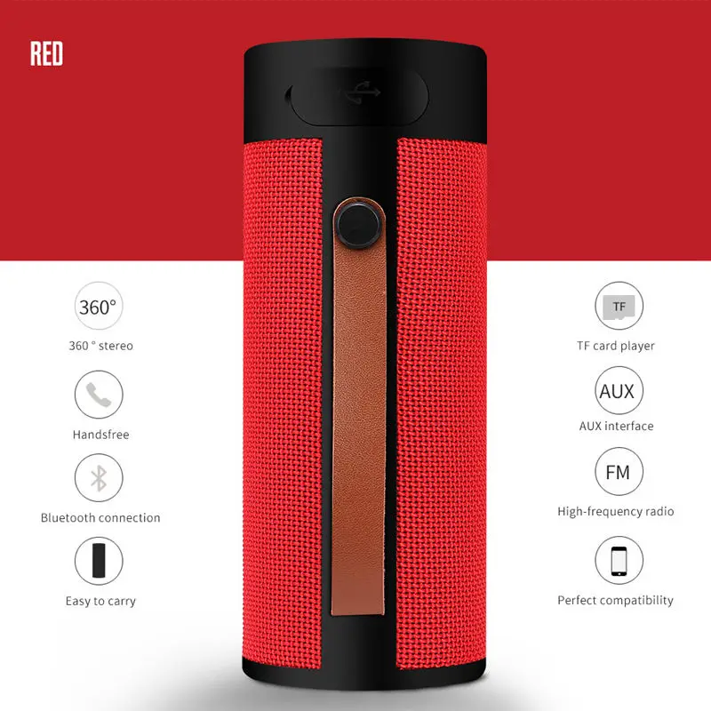 Открытый портативный Bluetooth динамик T4 беспроводной стерео Hi-Fi звук супер бас сабвуфер Поддержка Tf карта Fm Aux колонки с микрофоном