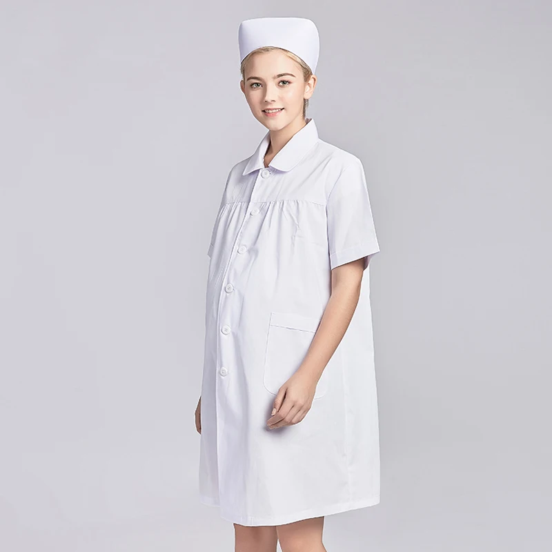 Pregnant Woman Nurse Wear Short-sleeved Summer Long Sleeve White Coat Beauty Salon Work Clothing Lab Hospital Medical Uniforms