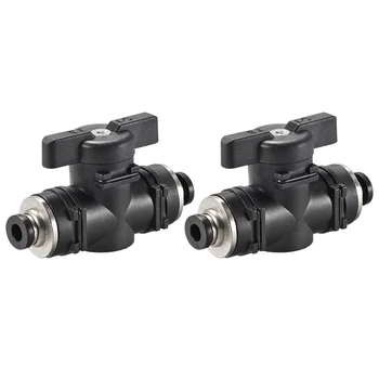 

uxcell 2Pcs Pneumatic Ball Valve Push to Connect 4mm Inner Diameter for Air Flow Control Plastic Zinc Alloy Black PUC-4