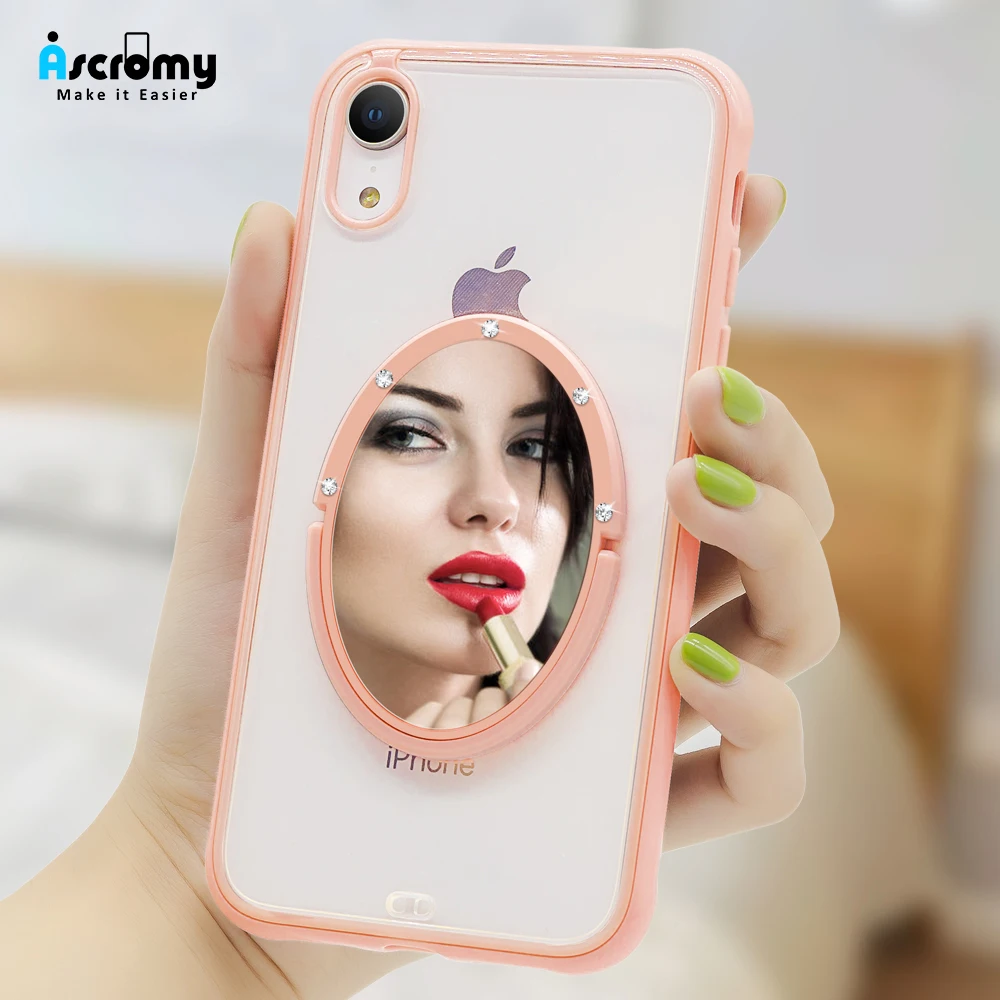 Силиконовый ТПУ чехол для Iphone XR XS MAX зеркало кольцо держатель 360 Degreen