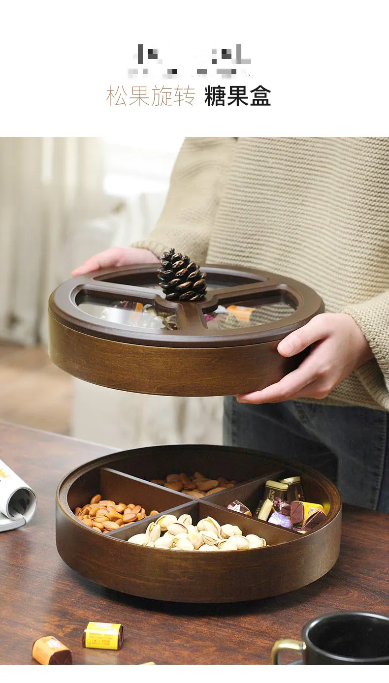 Американская настольная Фруктовая тарелка для закуски коробка тарелка для орехов гостиная креативная домашняя коробка для конфет с крышкой сушеные фрукты блюдо деревянные закуски
