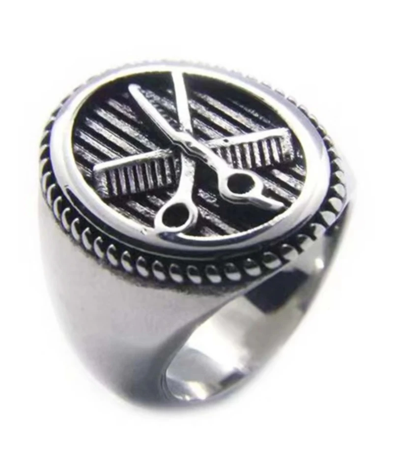 

Juno new design scissors comb hairdressing ring alloy jewelry fashion hairdressing salon ring size 7-14
