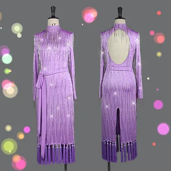 

New style Latin dance dress with hot drill and bead tube professional high-grade adult and children Latin dance skirt