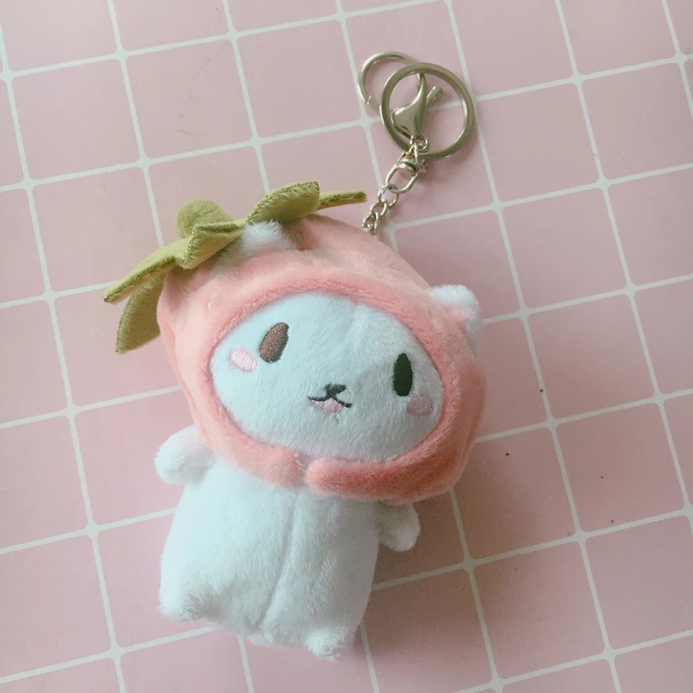 Children's Cartoon Cute Plush Toy Girl Heart Strawberry Hat Cat Pendant Bag Keychain Baby Soothes Birthday Gift 11 | Игрушки и хобби