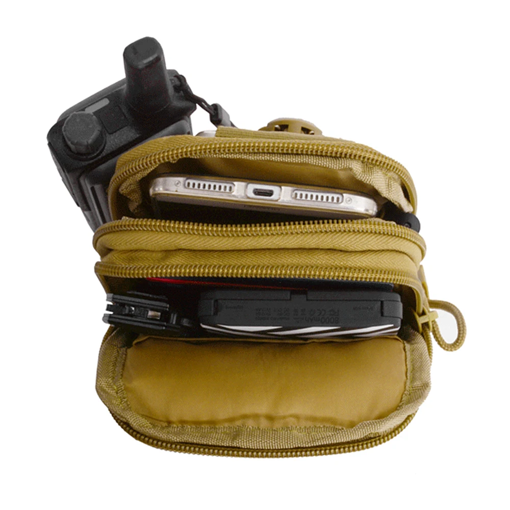 

Quick Release Metal Buckle Belt with Waist Pouch Snap Hook Strap for Camping Hiking Fishing Black/Army Green/Khaki