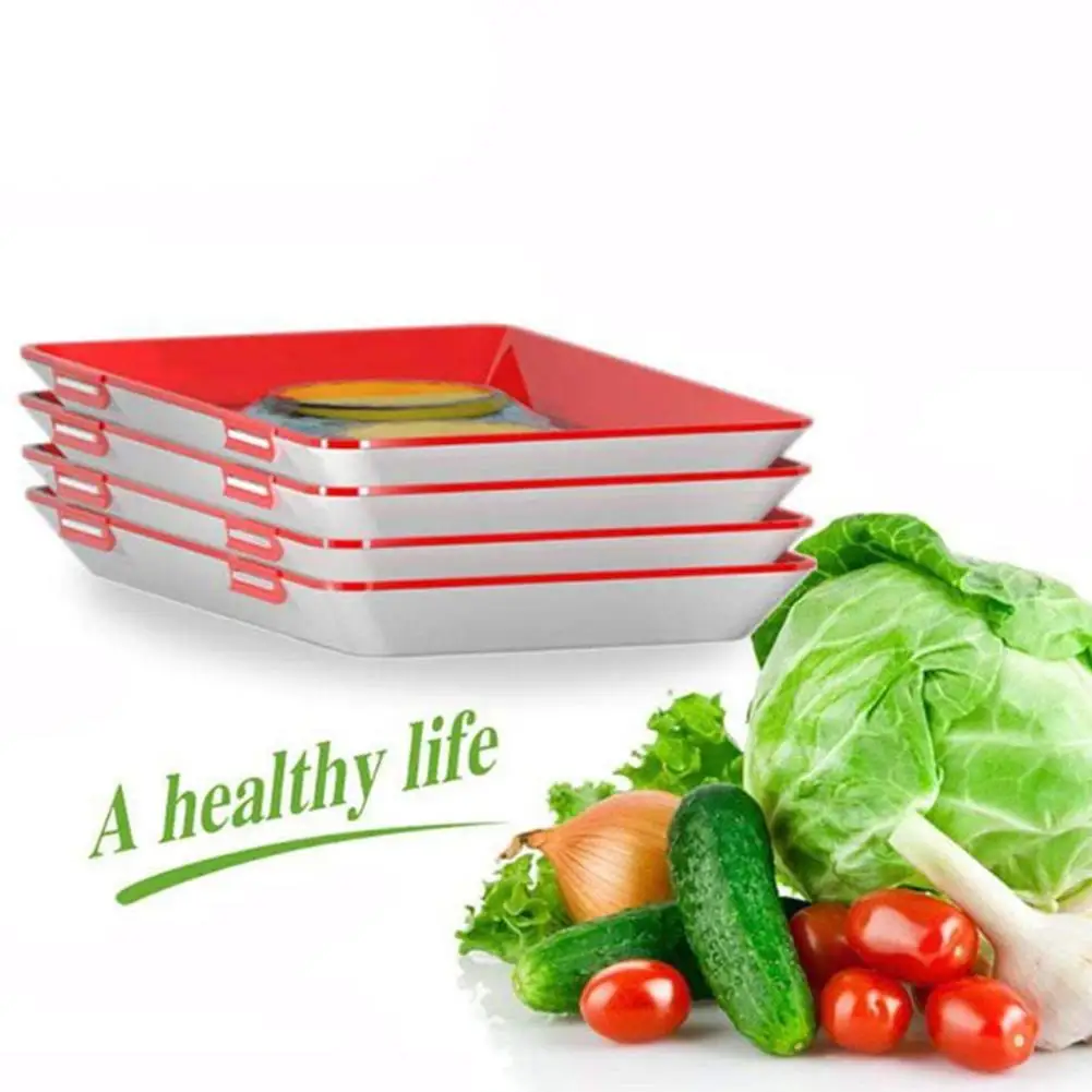 

5/4/3/2/1pcs Clever Tray Food Preservation Tray Kitchen Items Food Storage Container Set Food Fresh Storage Microwave Cover