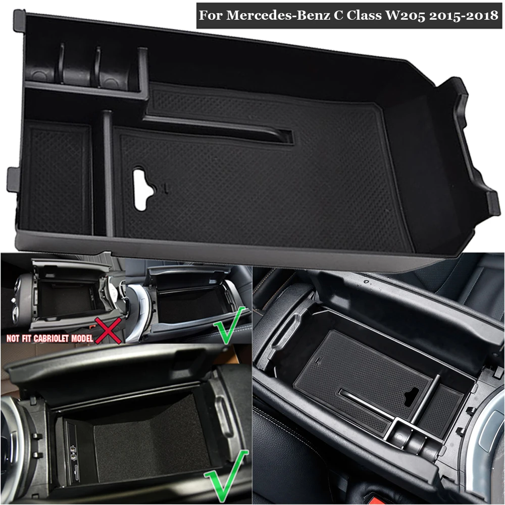 Car Black Armrest Box Storage Key Card Organizer For Mercedes Benz