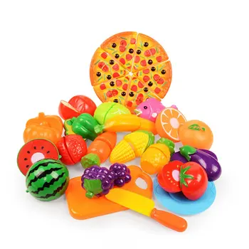 

24pcs/lot Children Pretend Role Play House Toy Cutting Fruit Plastic Vegetables Food Kitchen Baby Classic Kids Educational Toys