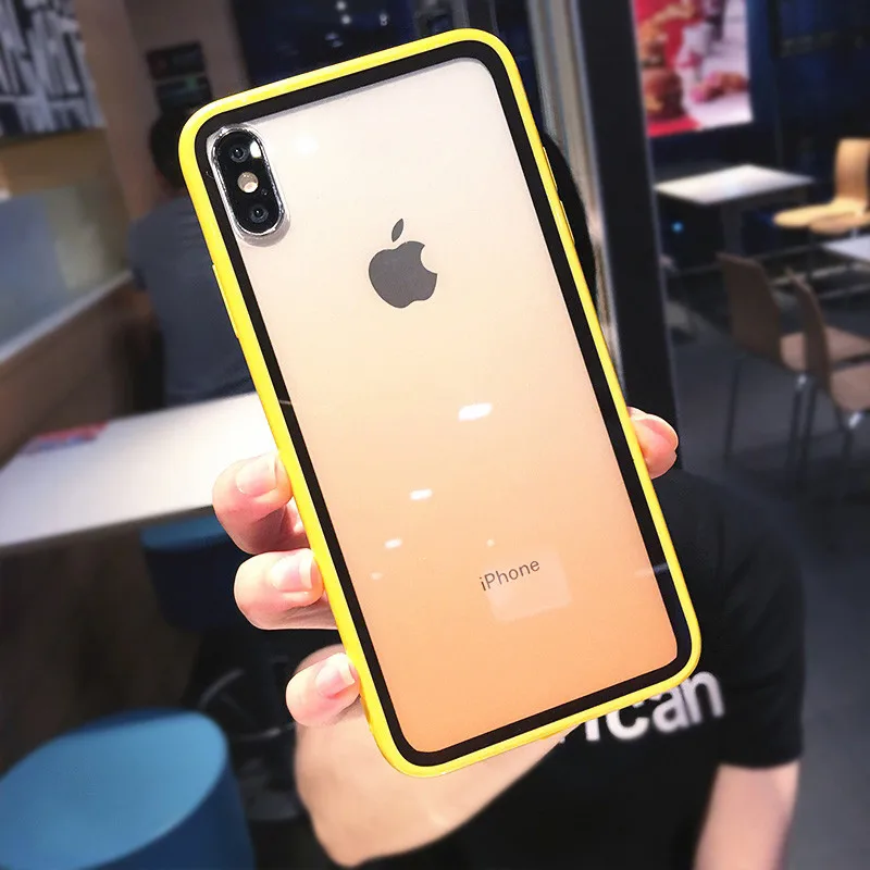 Lovebay прозрачный градиентный чехол для телефона для iPhone 11Pro XS Max XR X акриловый чехол для iPhone 11 7 8 6 6S Plus задняя крышка - Цвет: Цвет: желтый