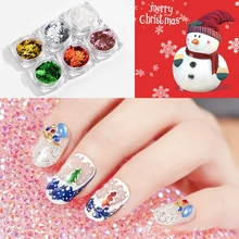 

6 Color/Set Christmas stickers nail decoration Christmas tree sequins series nail stickers nail accessories