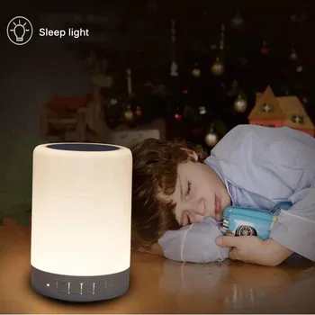 

Portable Night Light With Bluetooth Speaker Wireless TF Card Bluetooth Speaker Touch Control Color LED Bedside Table Lamp