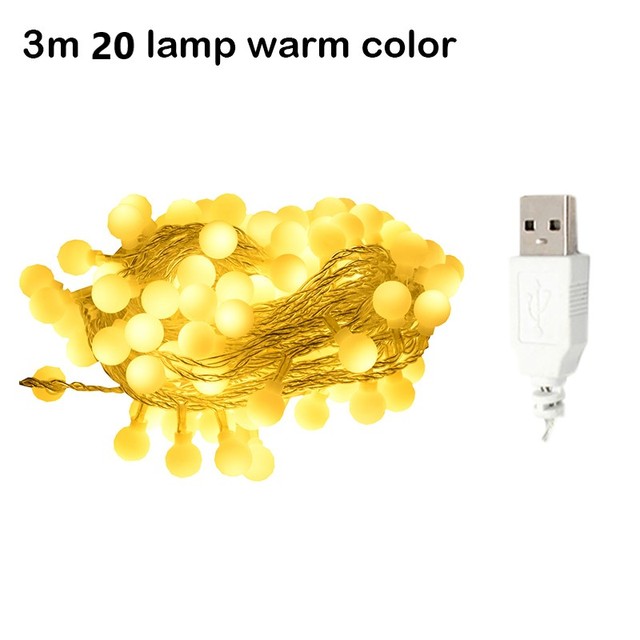 Light Chain Ball LED String Lighting 300CM 6M USB Lamp Bulb Light String Waterproof Outdoor Wedding Christmas Led String