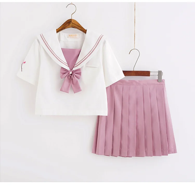 Костюм Моряка Jk Униформа розовая милая девушка Jpanese Kawaii изысканный Магнолия вышивка преппи костюм кардиган короткий длинный рукав