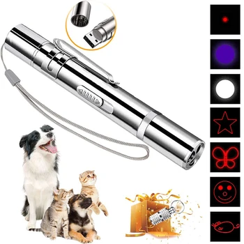 

Cat Interactive Toys Wand USB Rechargeable Red Laser Pointer Flashlight LED Pet Training Tool for Exercise with a Toy Mouse