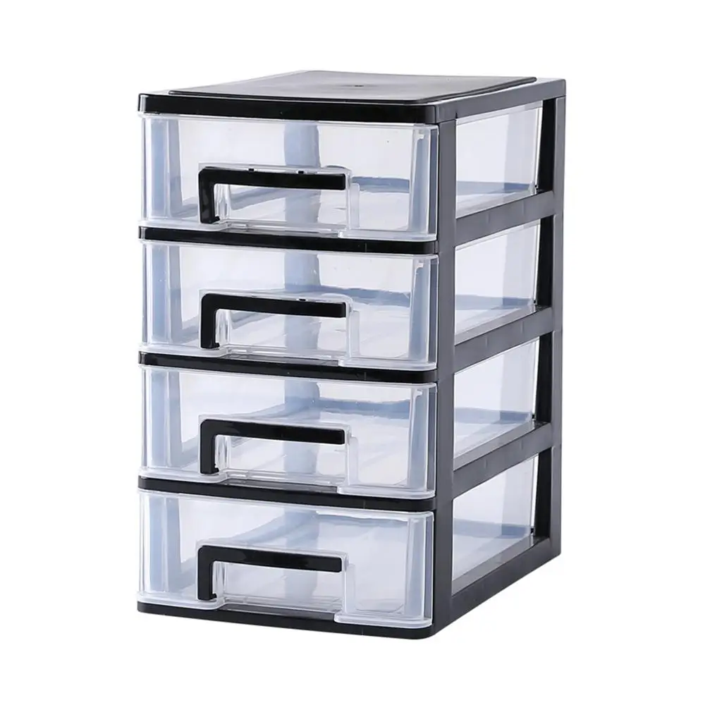  4 Layers Transparent Desktop Drawer Type Storage Box Mini Cosmetics Storage Organizer Sundries Hold