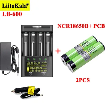 

2pcs LiitoKala NCR18650B 3400mAh Rechargeable batteries with Lii-600 Battery Charger for 3.7V Li-ion 18650 21700 26650 1.2V NiMH