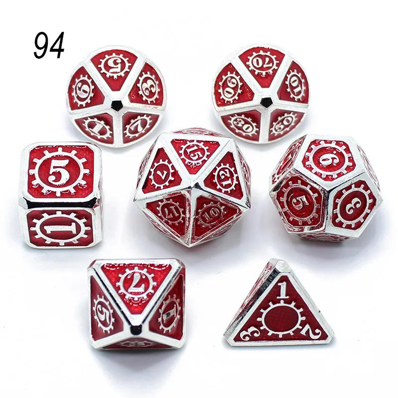 DnD металлические игральные кости RPG MTG игральные кости курсивом шрифт игральные кости включают в себя кости мешочек разные цвета D4 D6 D8 D10 D12 D20 - Цвет: 94