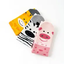 3 пары женских забавных Хлопковых Носков с милым рисунком жирарафа, зебры, свиньи, животных, чулочно-носочные изделия