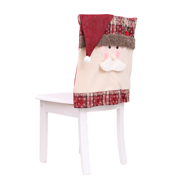 

Christmas Red Chair Cover Santa Claus/Snowman Embroidered Chair Cover Seat Cover Kitchen Dinner Chair Decor Party Decoration