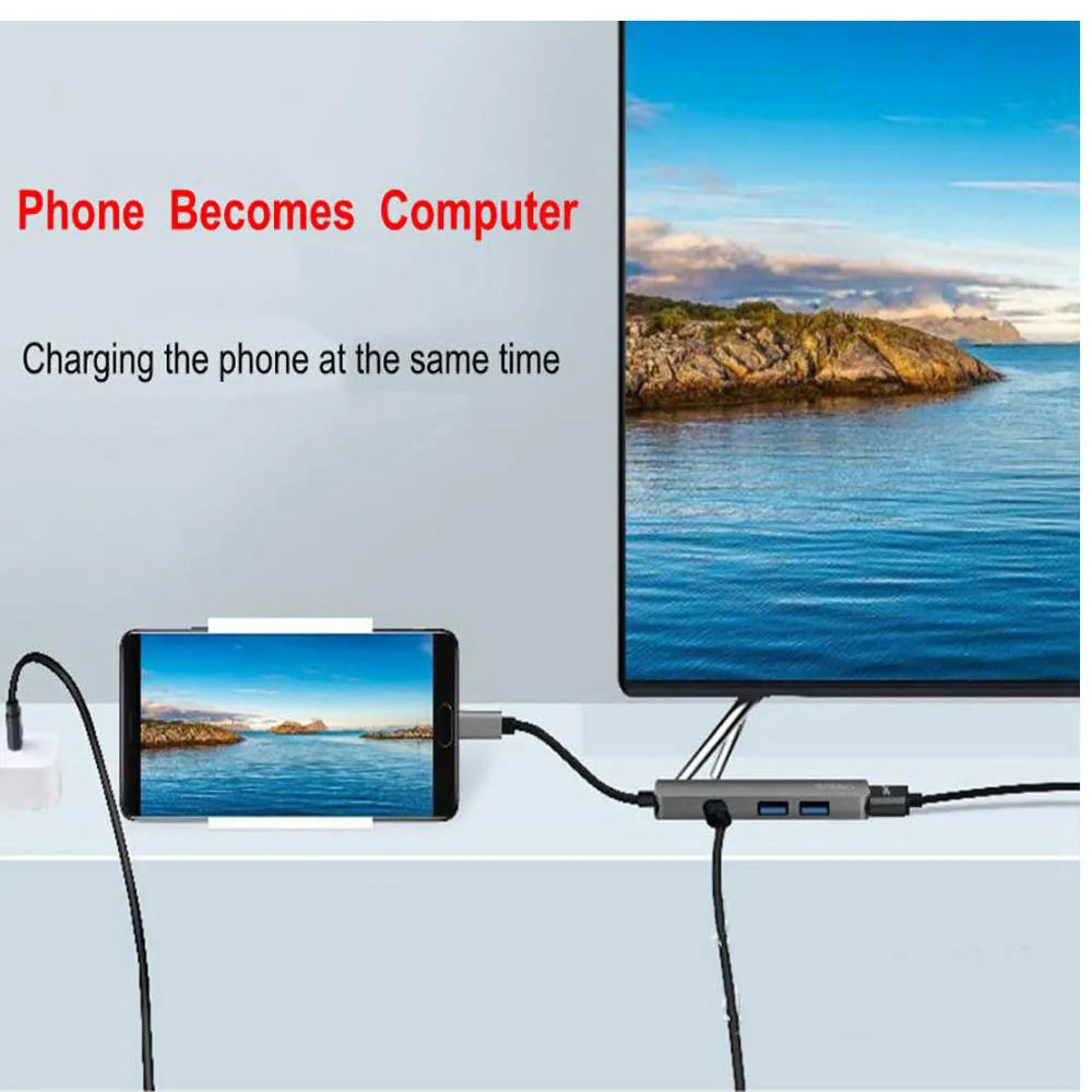 4 в 1 Топ USB 3,1 type C к HDMI 2x USB3.0 USB C концентратор PD type C концентратор адаптер для macbook samsung S8/9 huawei P20 Многофункциональный