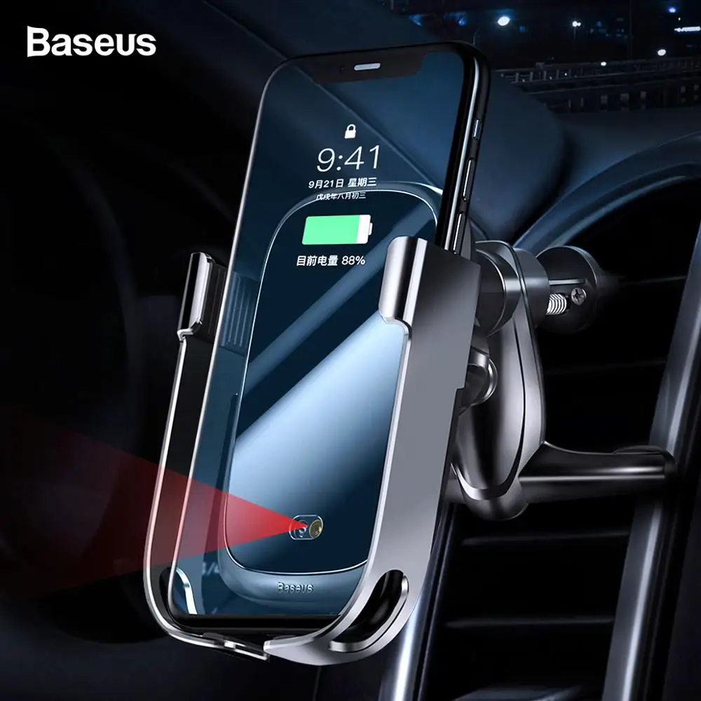 Baseus 10 Вт автомобильное qi Беспроводное зарядное устройство для iPhone X samsung S10 S9 S8 автомобильное беспроводное зарядное устройство интеллектуальное инфракрасное автомобильное крепление
