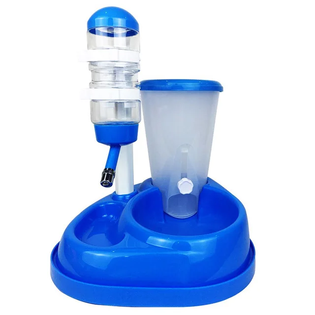 Автоматическая кормушка для домашних кошек и собак двойного назначения с фонтаном для воды, миски для еды большой емкости и диспенсер для бутылок для собак и кошек - Цвет: Blue
