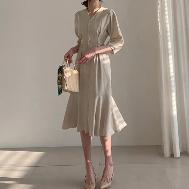 Бандажное платье для женщин осень лето vestidos элегантный офисный женский Вечеринка корейский стиль приталенное платье AE879