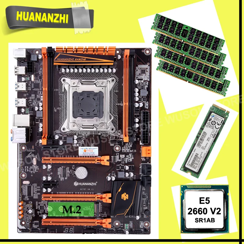 Скидка HUANANZHI X79 материнская плата с M.2 128G NVMe SSD материнская плата с CPU Xeon E5 2660 V2 SR1AB RAM 4*8G DDR3 1600 REG ECC Скидка HUANANZHI X79 материнская плата с M.2 128G NVMe SSD материнская плата с CPU Xeon E5 2660 V2 SR1AB RAM 4*8G DDR3 1600 REG ECC