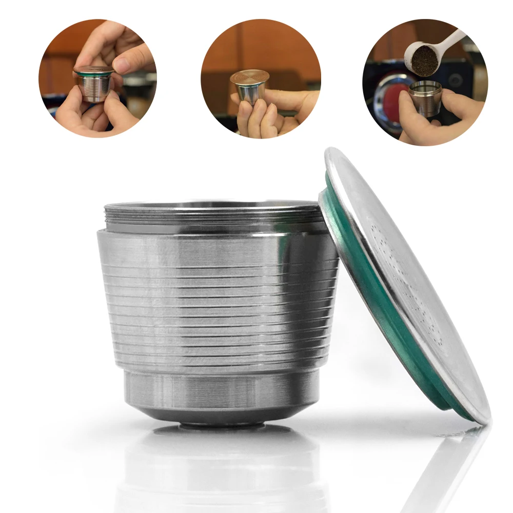 

New Nespresso Refillable Upgrade Round Hole Reusable Cafe Dripper Stainless Steel Empty Capsule Metal Reusable Coffee Filter Cup