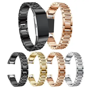 

Replacement Metal Bracelet Straps Adjustable Watch Band For Fitbit Charge 2 strap for Fitbit charge2 Watch Bands with Rhinestone
