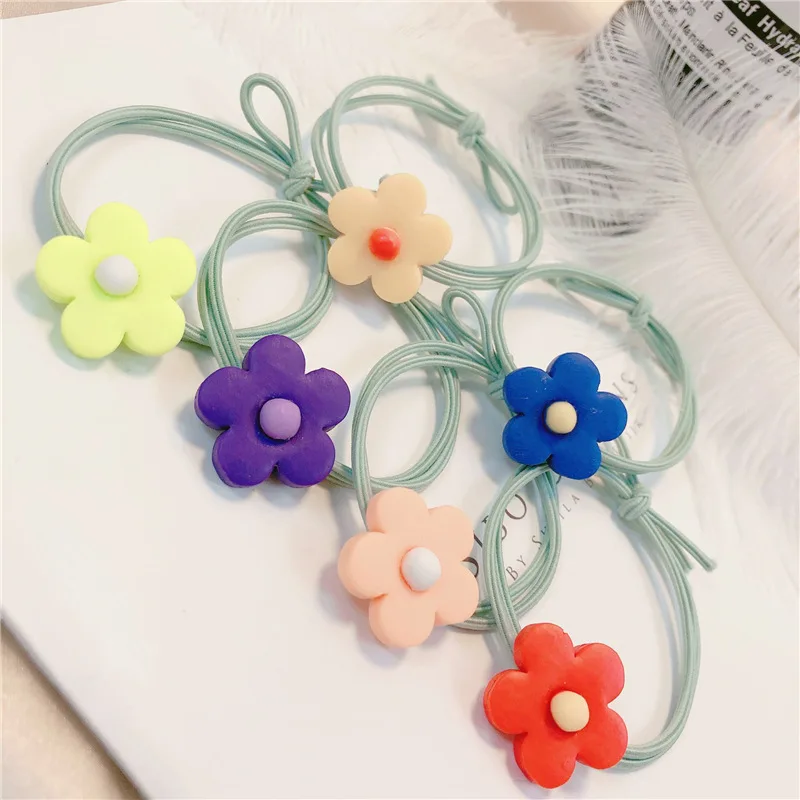 500pcs/lot DIY Multi ABS Double-deck Hair Rings Cartoon Flower Bowknot Rubber Bands Styling Tools Accessories HA606