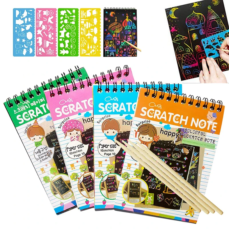 2 Pack Poeni Scratch Art Adult 16X11.2 DIY Scratch Art Paper for Kids Scratch Painting Kits Rainbow Scratch Off Art Set Crafts with Tools 